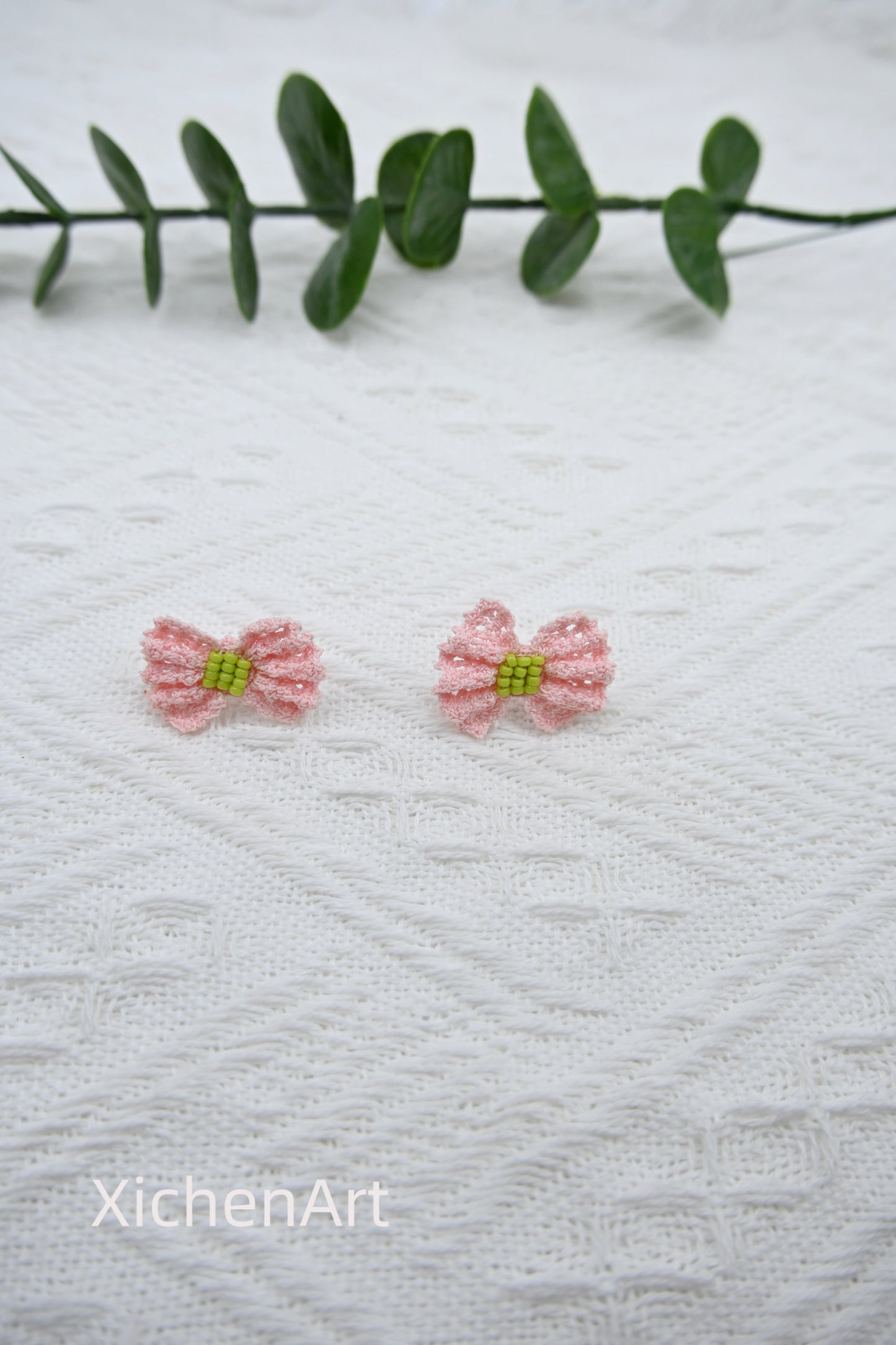 micro crochet bow tie earring