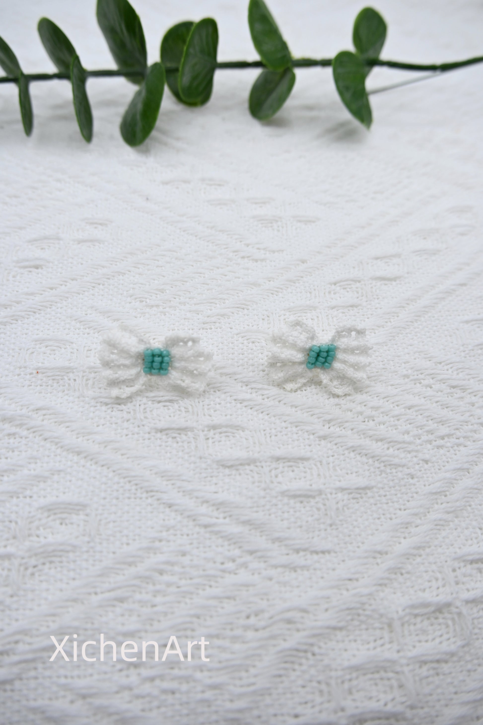 micro crochet bow tie earring