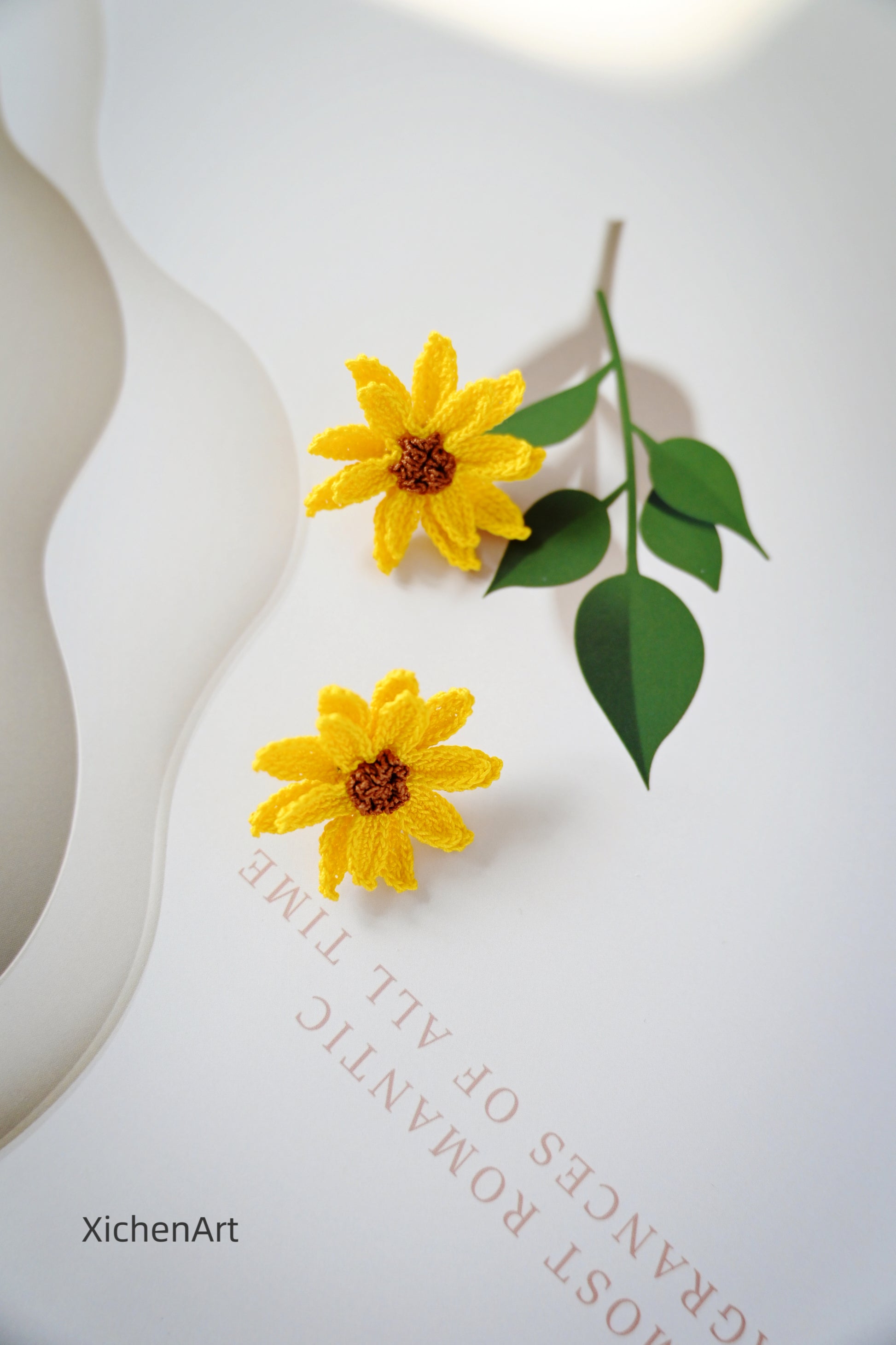 mini crochet sunflower earring studs,