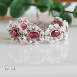 frivolite tatting bracelet with crystal